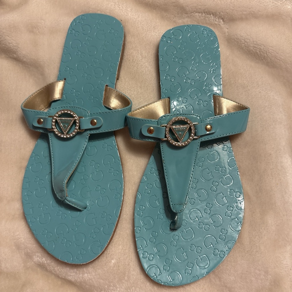 Guess Teal and Gold Women's Sandals